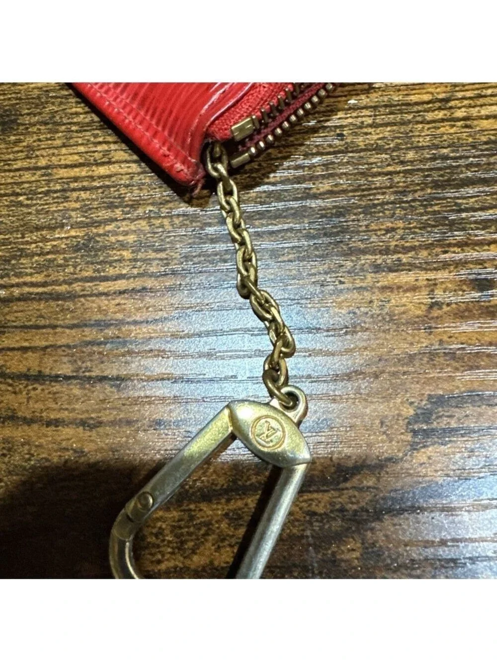 Louis Vuitton Red Epi Leather Pochette Cles
